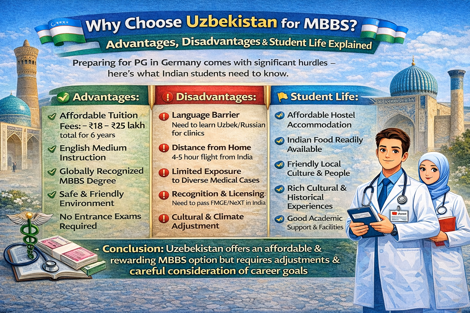 Why Choose Uzbekistan for MBBS? Advantages, Disadvantages & Student Life Explained